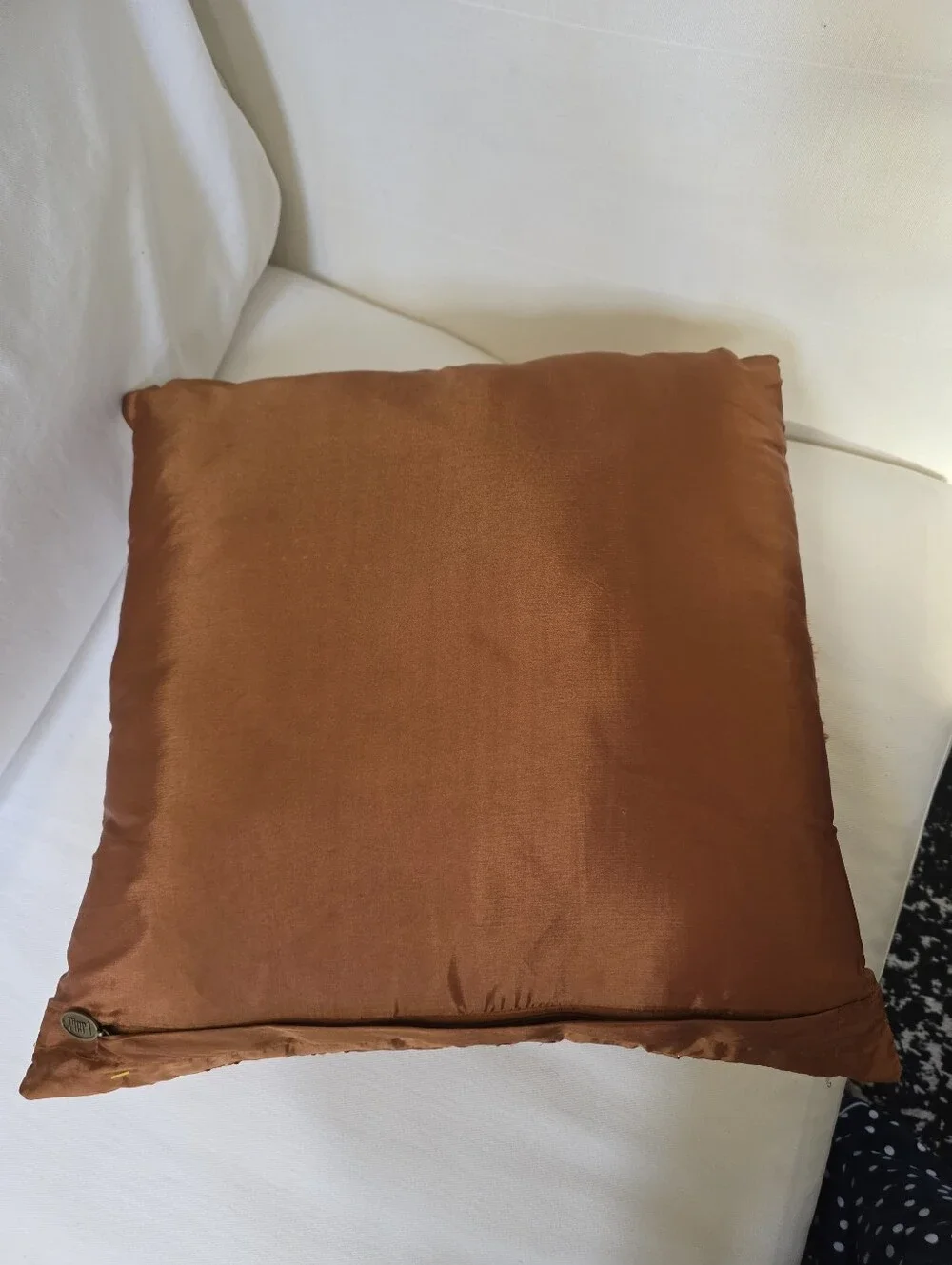 Pier 1 Floral Beaded Embroidered Square Ribbon Burgundy Rust Pillow Cover 18x18